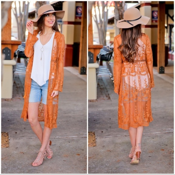 ❤️LAST ONE! Copper Lace Kimono - Picture 3 of 3